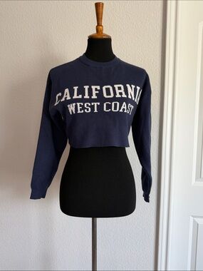 Cropped Navy 'California West Coast' Sweatshirt - Women